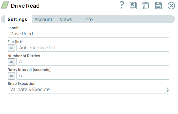 Drive Read Snap Settings dialog