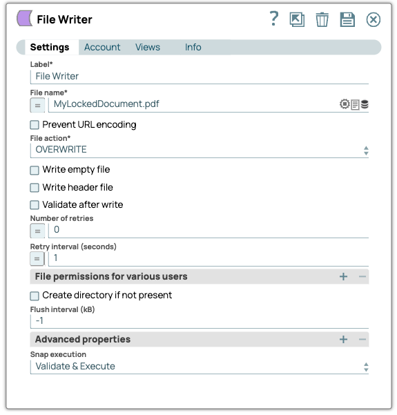 File Writer Snap configuration