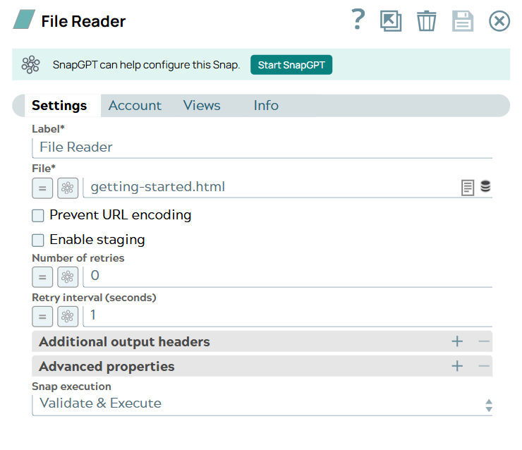 File Reader Snap 2 configuration