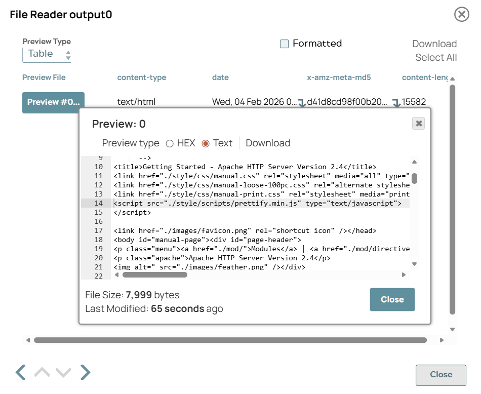 File Reader Snap 2 output