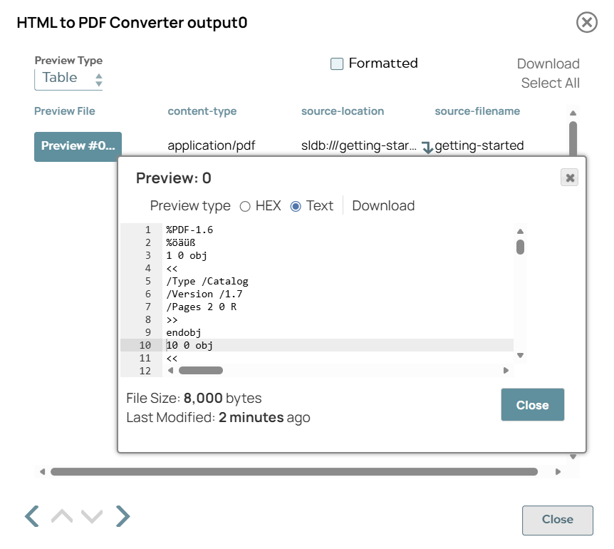 HTML to PDF Converter Snap output