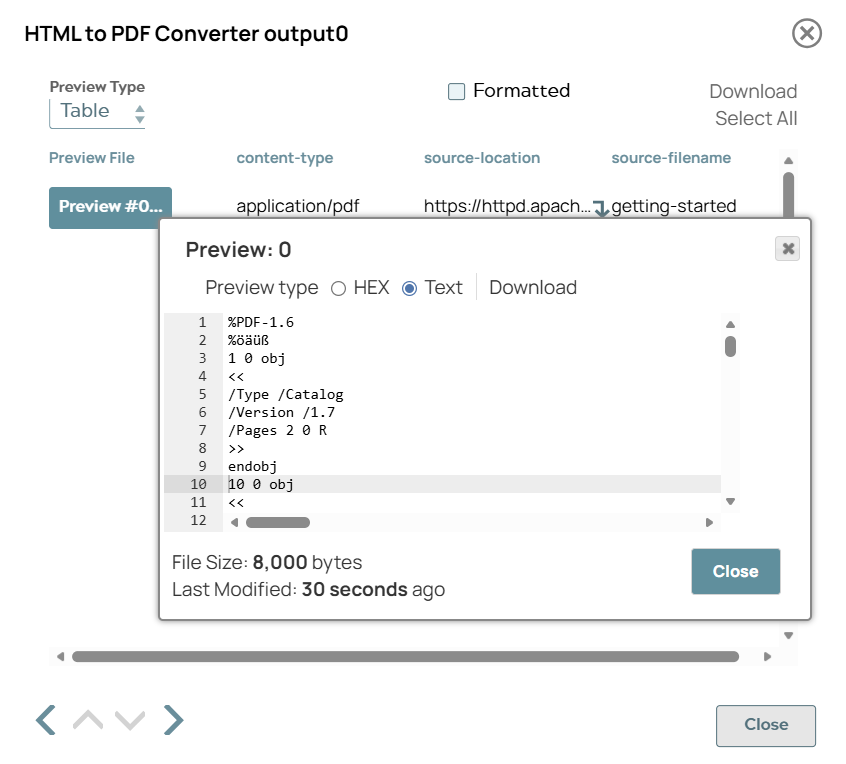 HTML to PDF Converter Snap output